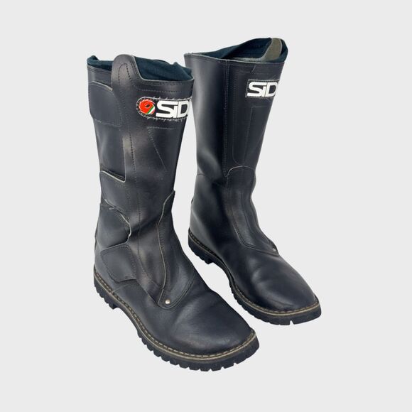 Sidi Motocross Mens Boots Black Leather Mid Calf Motorcycle Biker EU 43 US 9.5 - Picture 1 of 7